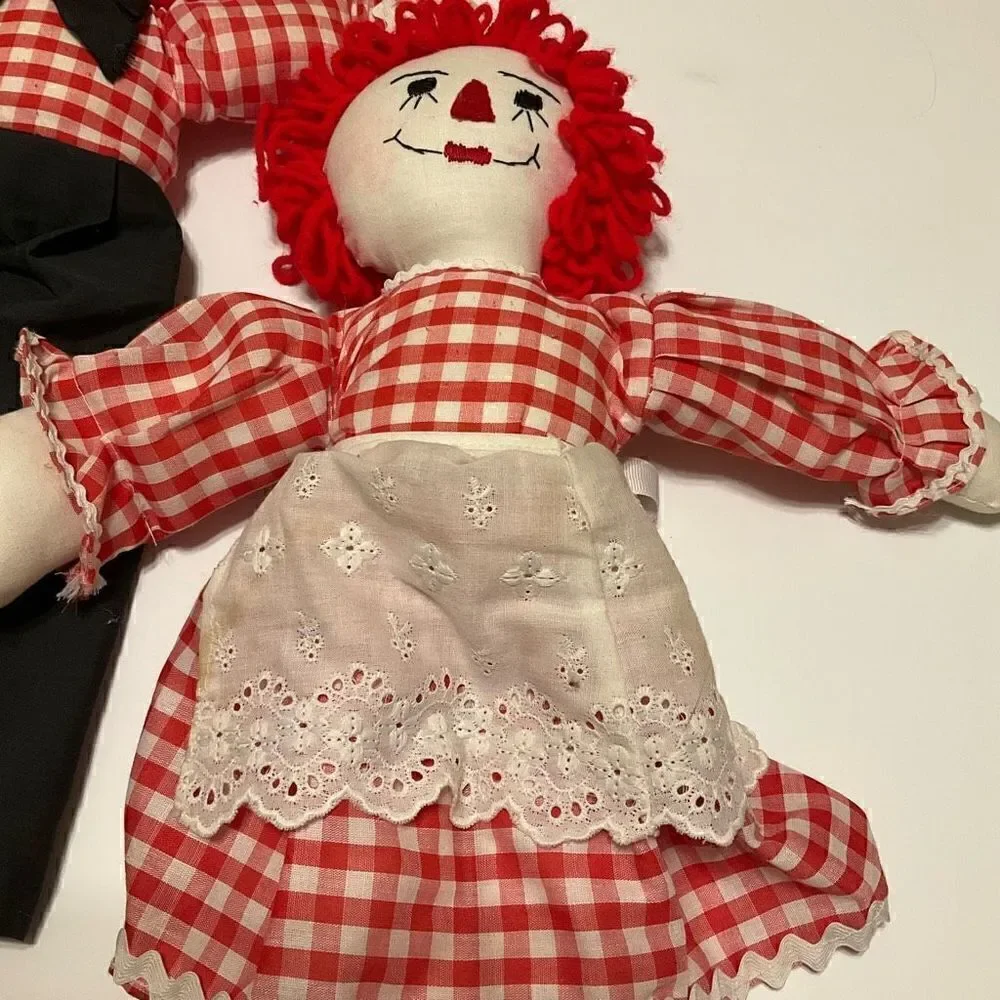 Vintage Handmade Raggedy Ann and Andy, 20”  Cottagecore, RLChristmas, heritage